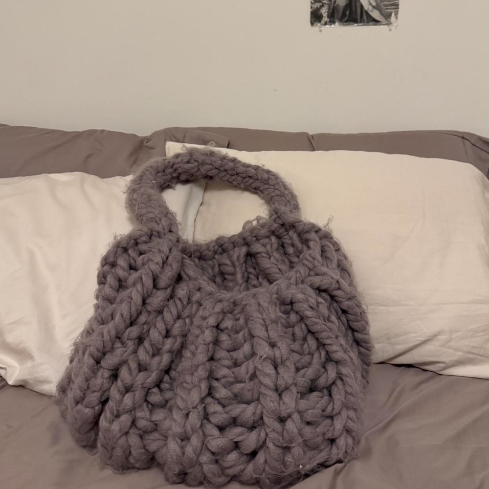 Chunky Knit Cloud Tote Bag - Purple